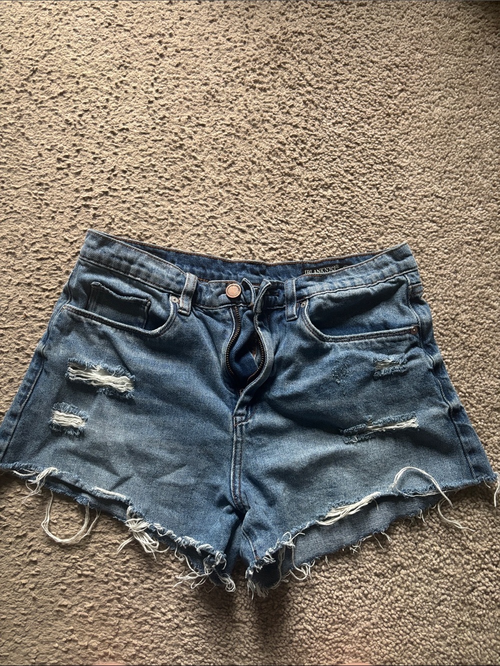 Blank NYC Distressed Denim Shorts - Blue